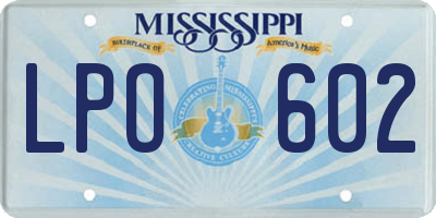 MS license plate LPO602