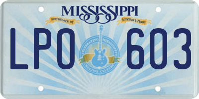 MS license plate LPO603