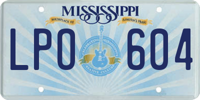 MS license plate LPO604