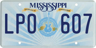 MS license plate LPO607
