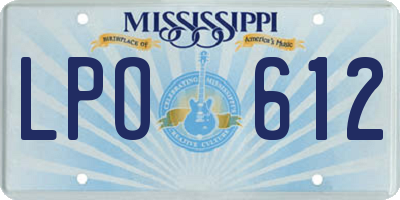 MS license plate LPO612