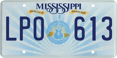 MS license plate LPO613