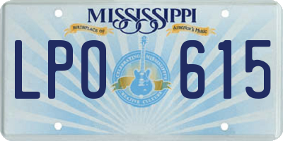 MS license plate LPO615