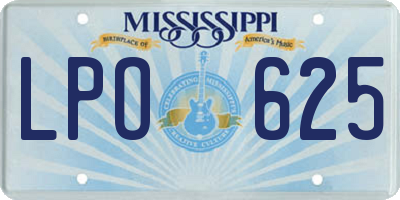 MS license plate LPO625