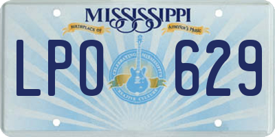 MS license plate LPO629