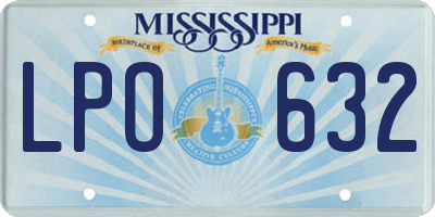 MS license plate LPO632