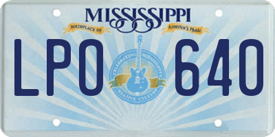 MS license plate LPO640