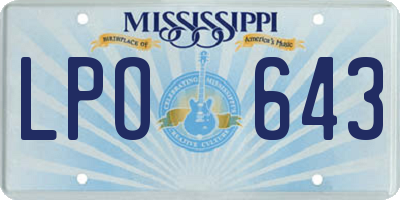 MS license plate LPO643
