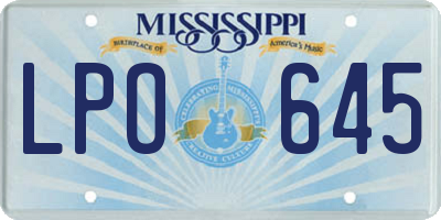 MS license plate LPO645