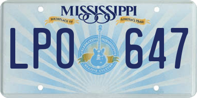 MS license plate LPO647