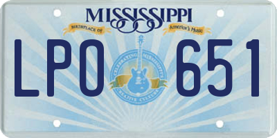 MS license plate LPO651