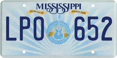 MS license plate LPO652
