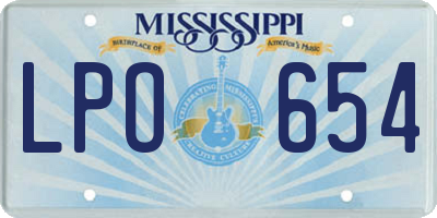 MS license plate LPO654