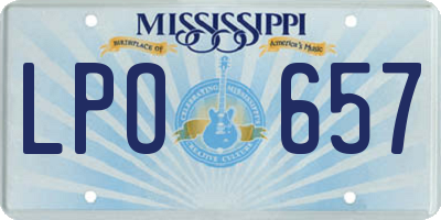 MS license plate LPO657