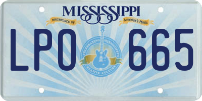 MS license plate LPO665