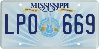 MS license plate LPO669