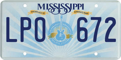 MS license plate LPO672
