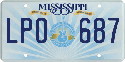 MS license plate LPO687