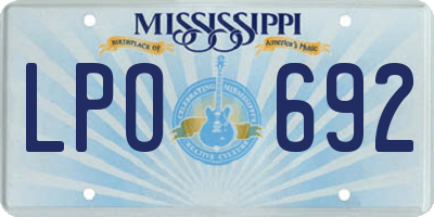 MS license plate LPO692