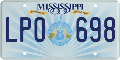 MS license plate LPO698