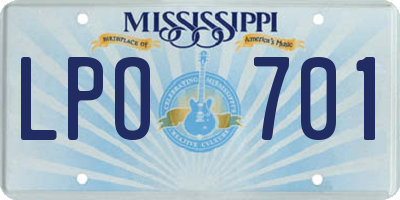 MS license plate LPO701