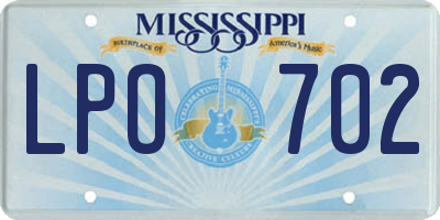 MS license plate LPO702