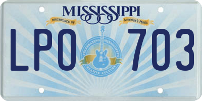 MS license plate LPO703