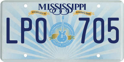 MS license plate LPO705