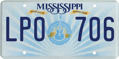 MS license plate LPO706