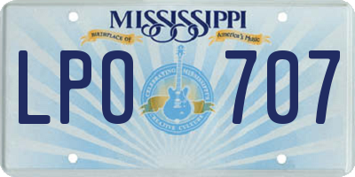 MS license plate LPO707