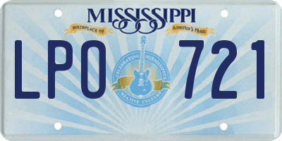 MS license plate LPO721