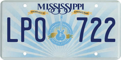 MS license plate LPO722