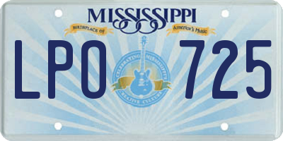 MS license plate LPO725