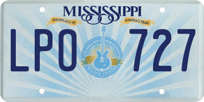 MS license plate LPO727