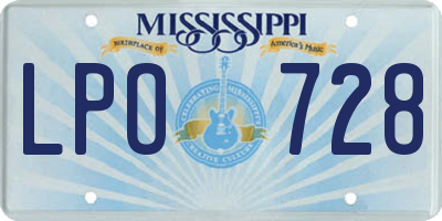MS license plate LPO728