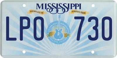 MS license plate LPO730