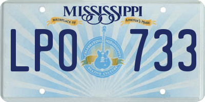 MS license plate LPO733