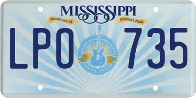MS license plate LPO735