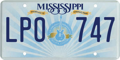 MS license plate LPO747