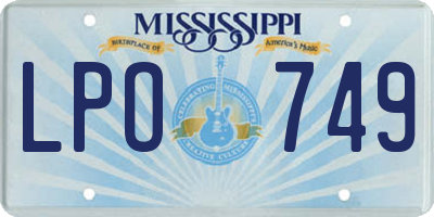 MS license plate LPO749