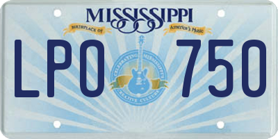 MS license plate LPO750