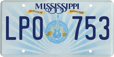 MS license plate LPO753