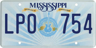 MS license plate LPO754