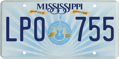 MS license plate LPO755