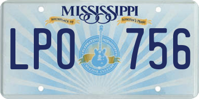 MS license plate LPO756
