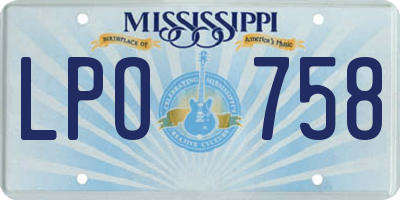 MS license plate LPO758