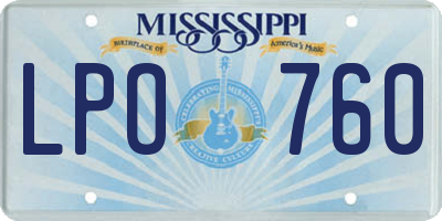 MS license plate LPO760