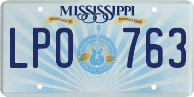 MS license plate LPO763