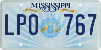 MS license plate LPO767