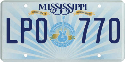 MS license plate LPO770